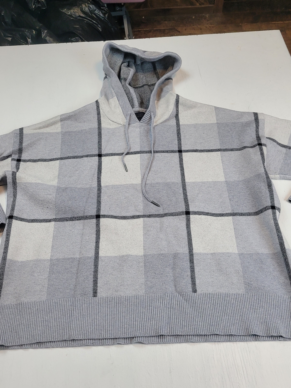 RACHEL Rachel Roy Light Gray Knit Hooded Sweater